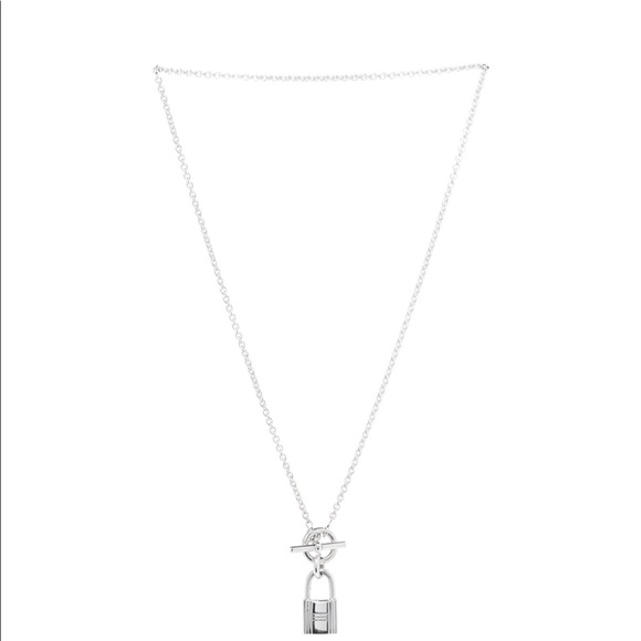 ❌Sold❌Authentic Hermes Sterling Silver Kelly Lock Pendant Necklace - Picture 3 of 5